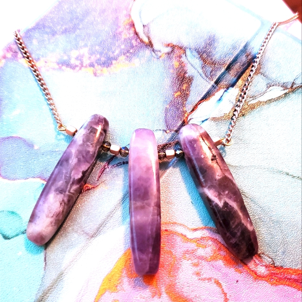 Amethyst Stone Pendant Necklaces in Silver, Gold or Rose Gold